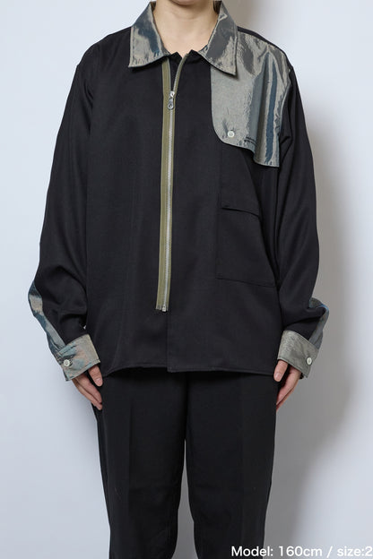FLAP OP COLLAR ZIP SHIRT