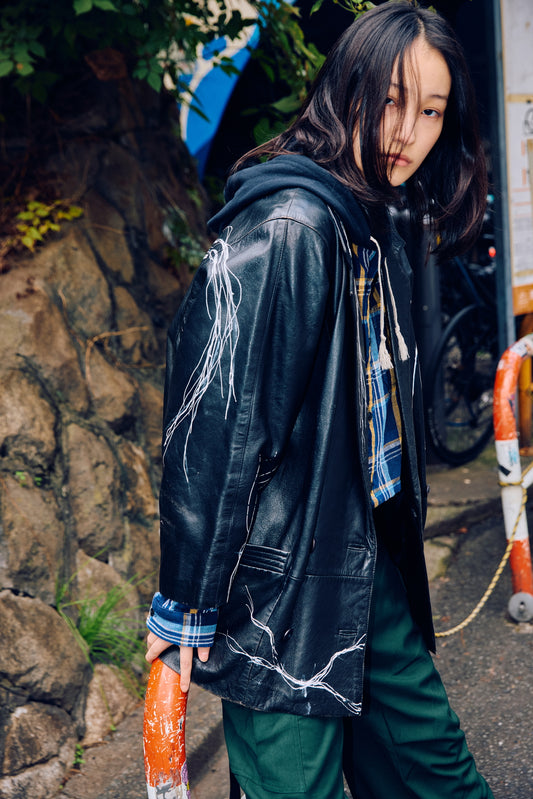 HAIRLINE-PAINTED LEATHER JACKET