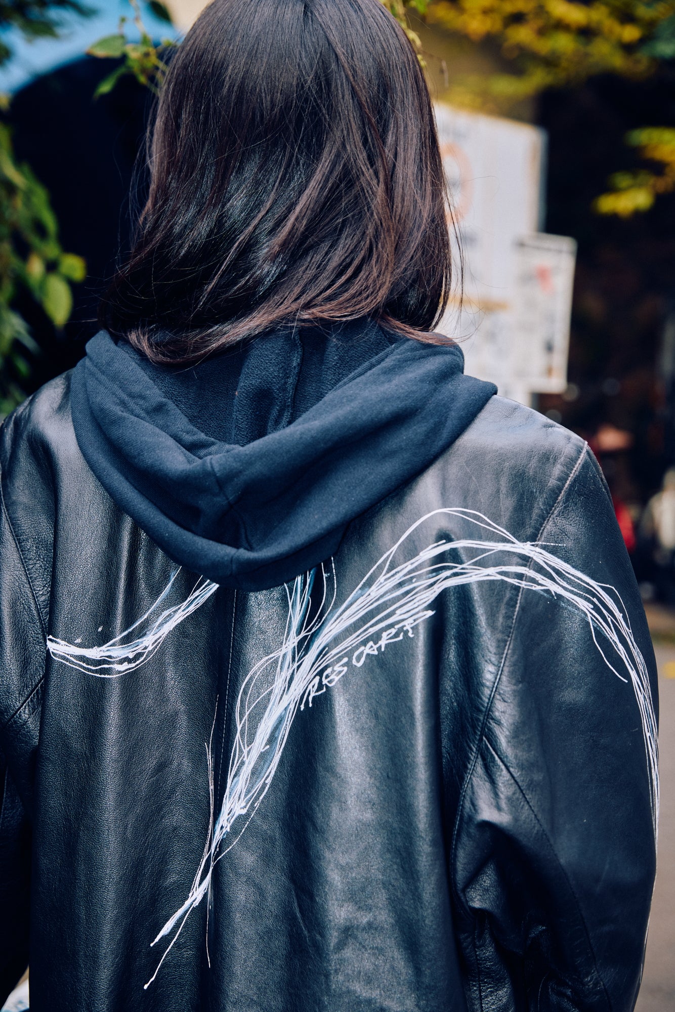 HAIRLINE-PAINTED LEATHER JACKET