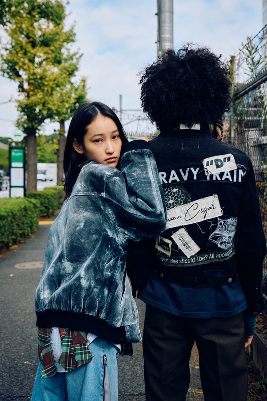 PAINTED LEATHER BLOUSON