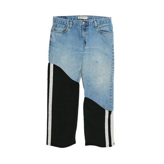 DIAGONAL-CUT DENIM PANTS