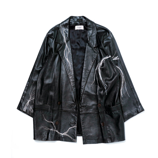 HAIRLINE-PAINTED LEATHER JACKET