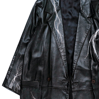 HAIRLINE-PAINTED LEATHER JACKET