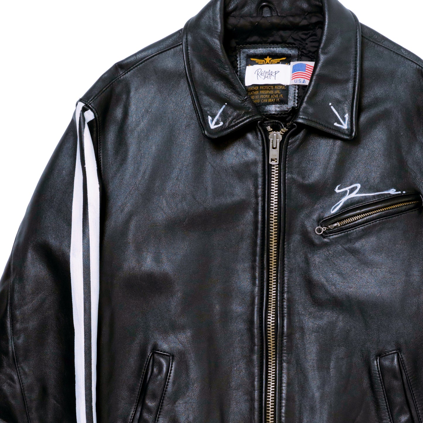 HAND-PAINTED LEATHER RIDER JACKET