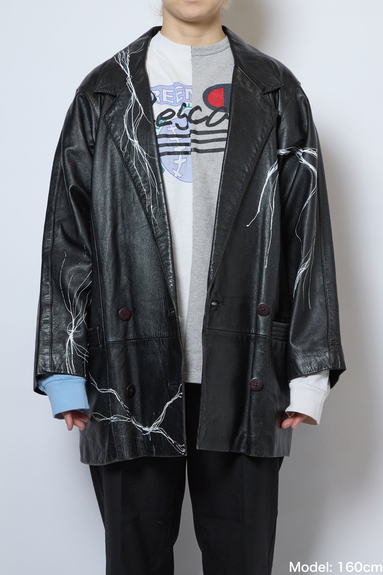 HAIRLINE-PAINTED LEATHER JACKET