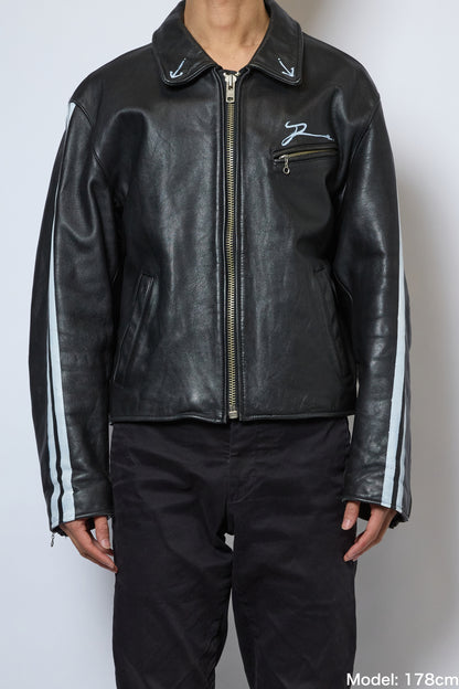 HAND-PAINTED LEATHER RIDER JACKET