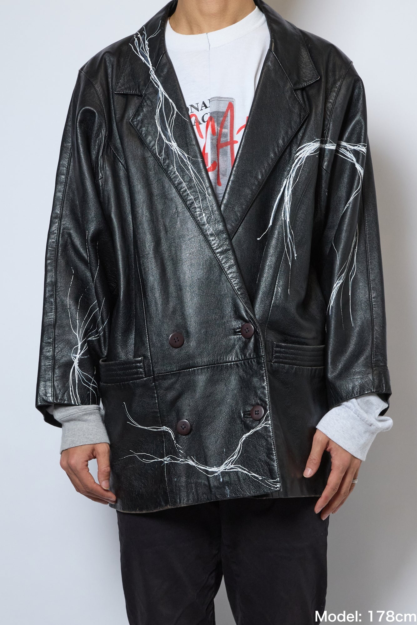 HAIRLINE-PAINTED LEATHER JACKET