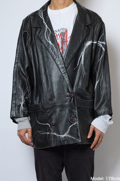 HAIRLINE-PAINTED LEATHER JACKET